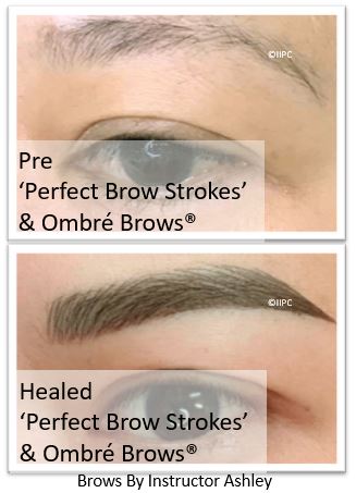 A woman with different types of brows and how they look.